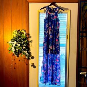 Long medium size colorful dress; never worn with tag.